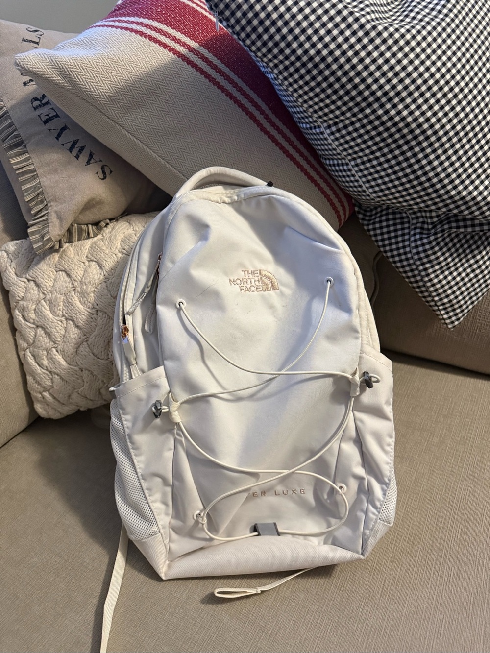 The North Face White Backpack with Front Bungee